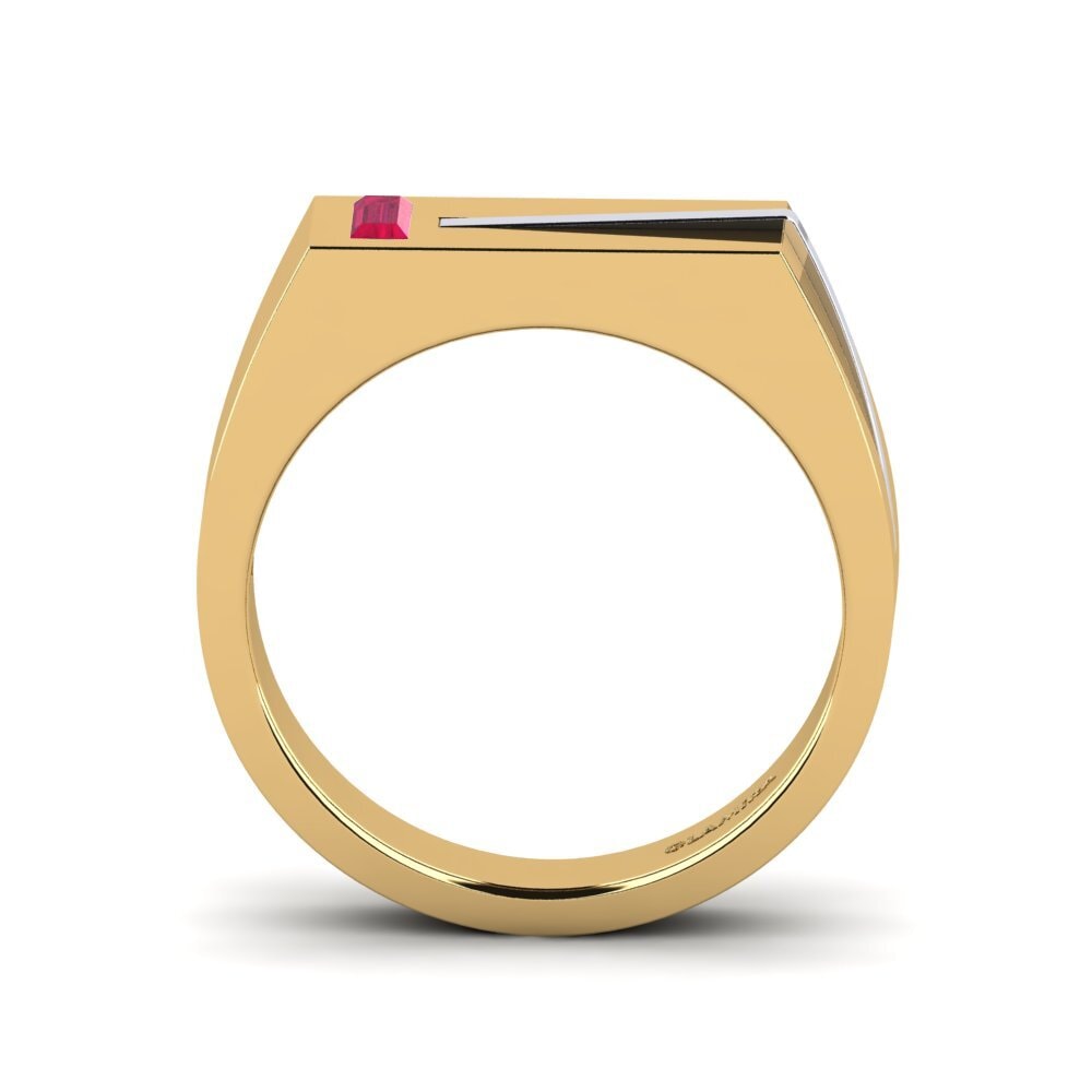 14ct Yellow & White Gold Ruby Men's Ring Ty