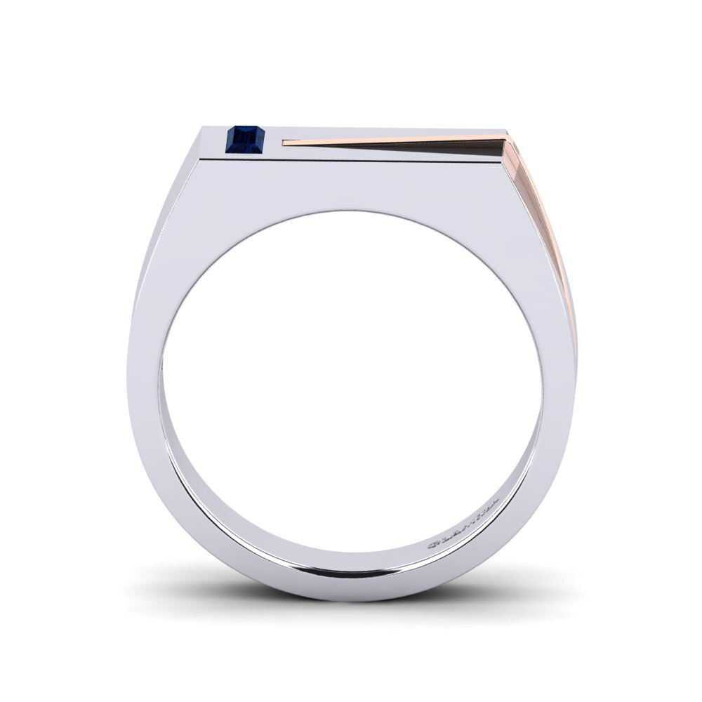 14ct White & Rose Gold Sapphire Men's Ring Ty