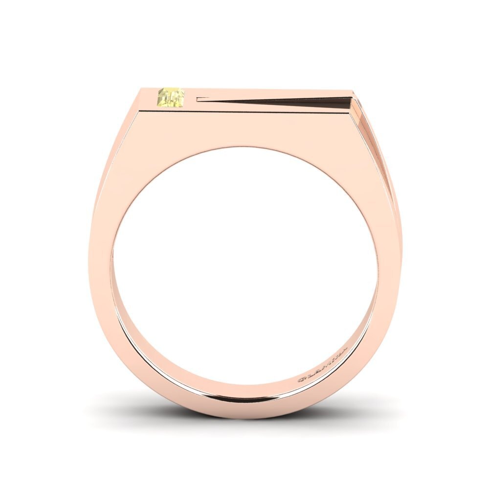 Oro Rosso 585 Zaffiro Giallo Anello da uomo Ty