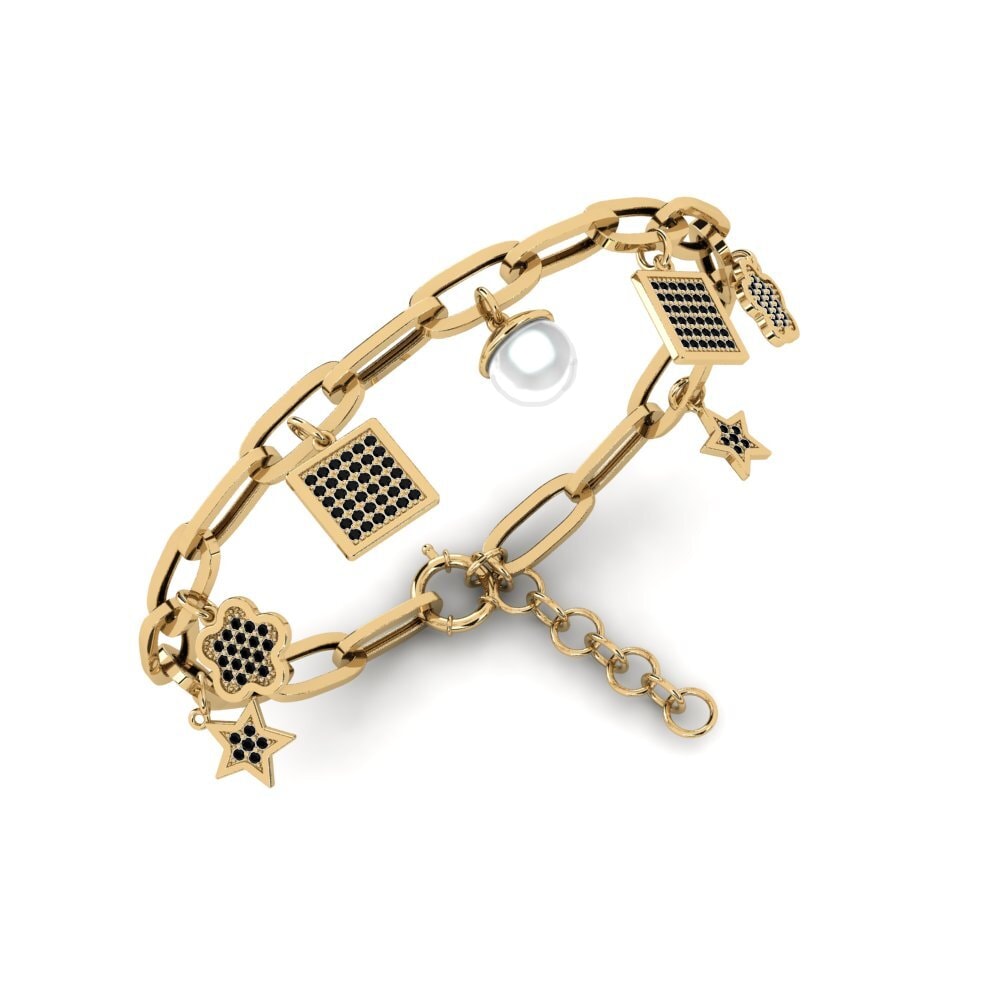 Round Black Diamond Paperclip Bracelet Uhlo