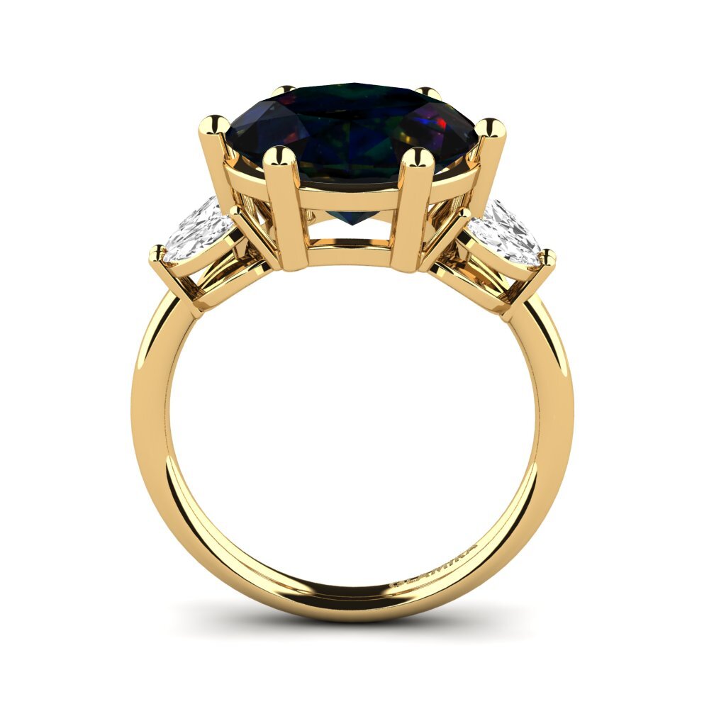 9ct Yellow Gold Black Opal Ring Ujana