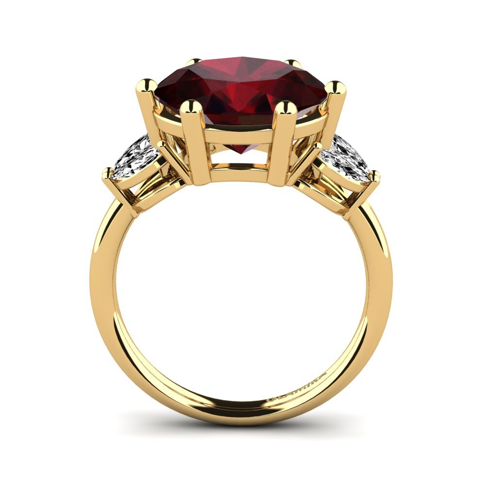 14k Oro Amarillo Granate Anillo Ujana
