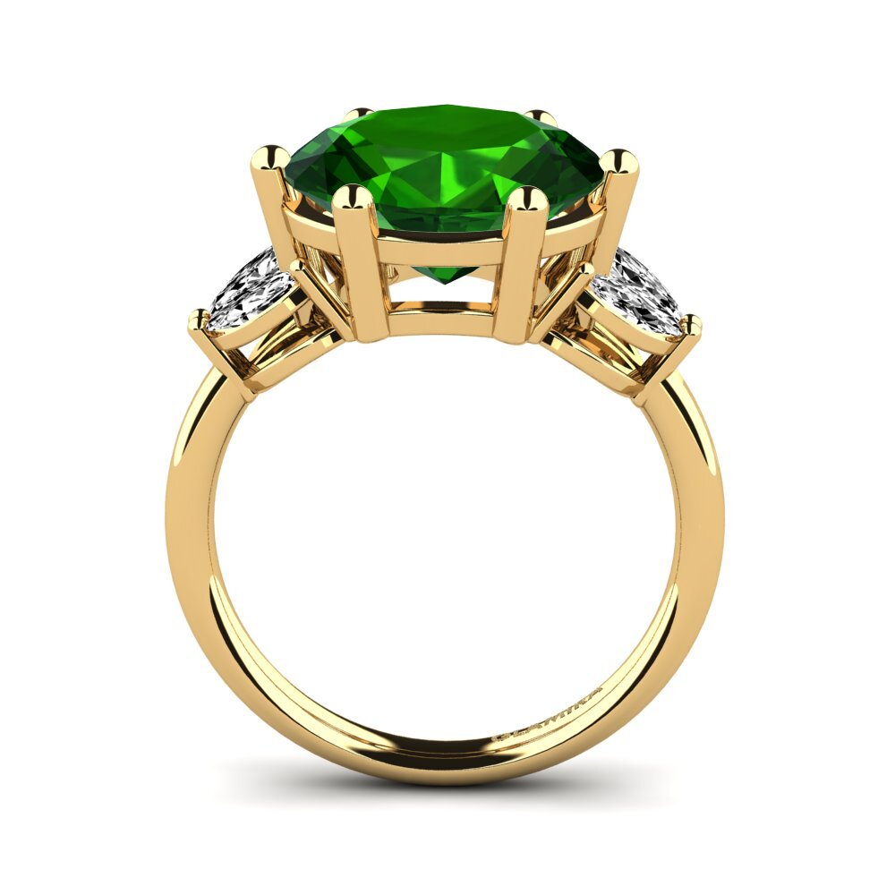 14k Oro Amarillo Turmalina verde Anillo Ujana