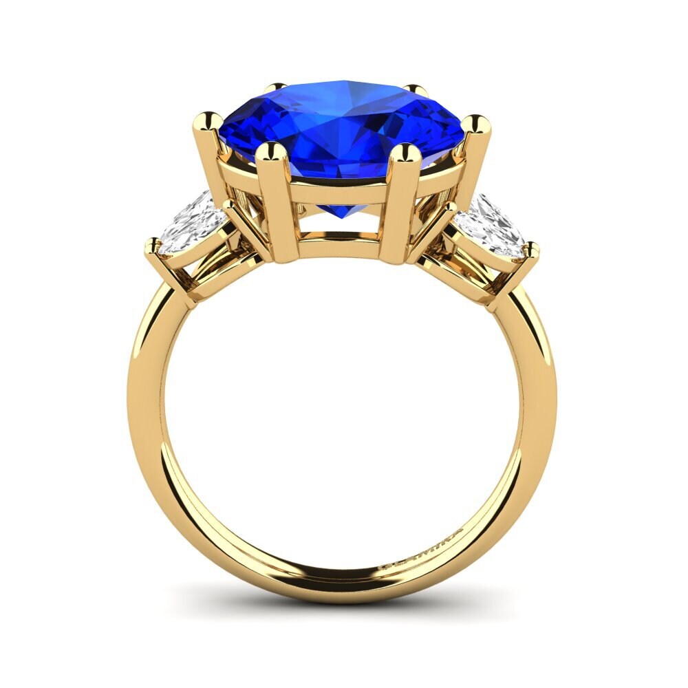 14k Oro Amarillo Safiro (Creado en Laboratorio) Anillo Ujana