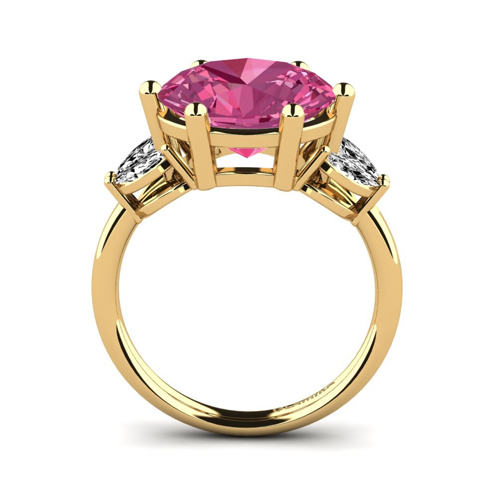 14k Oro Amarillo Turmalina rosa Anillo Ujana