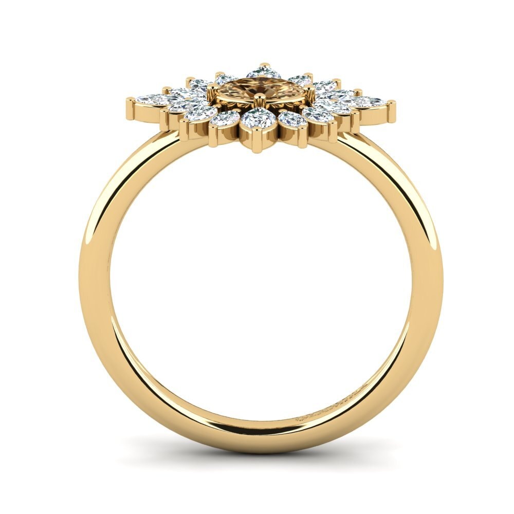 Ovalado Diamante café Anillo Unmuke