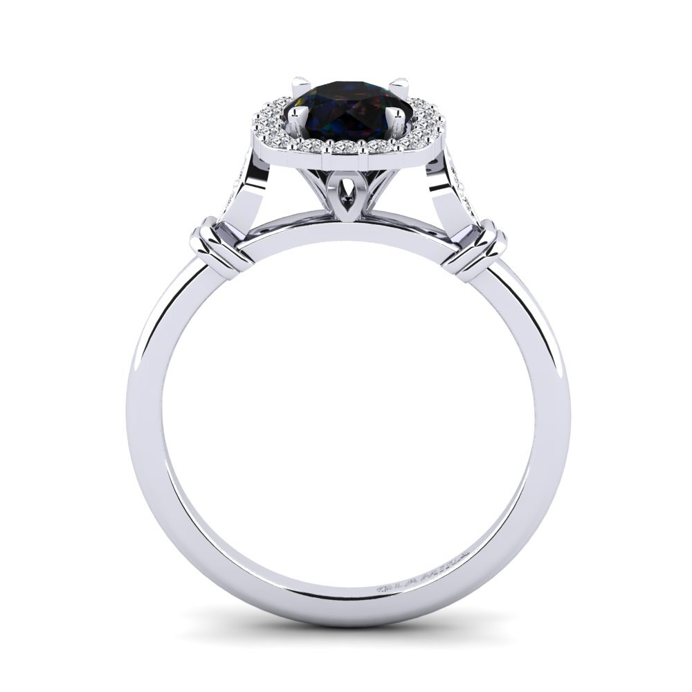 14k White Gold Black Opal Engagement Ring Magdalen