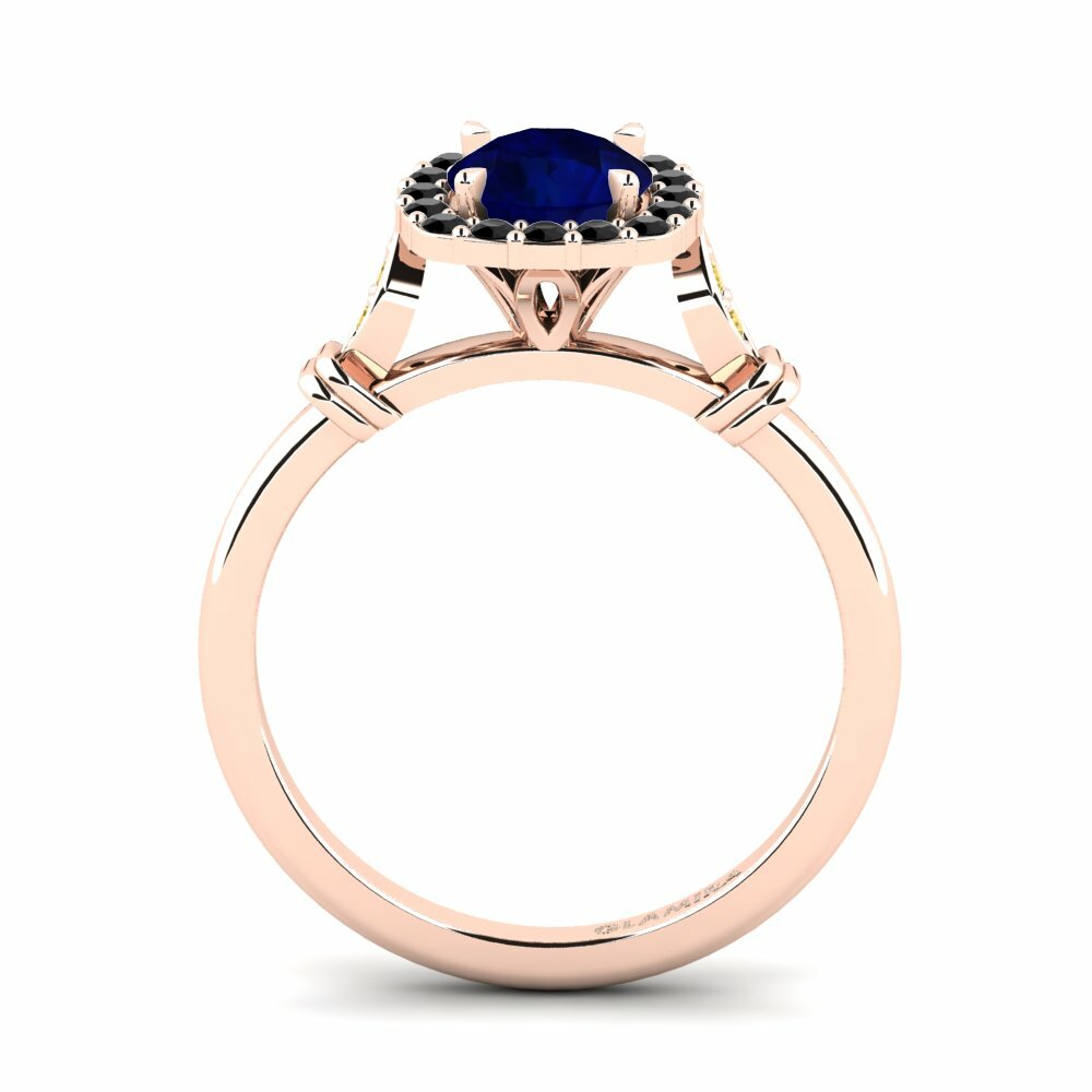 Round 0.8 Carat Halo Sapphire 14k Rose Gold Engagement Ring Magdalen