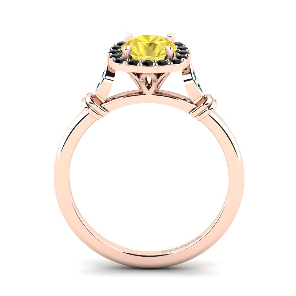 14ct Rose Gold Round Yellow Sapphire Engagement Ring Magdalen