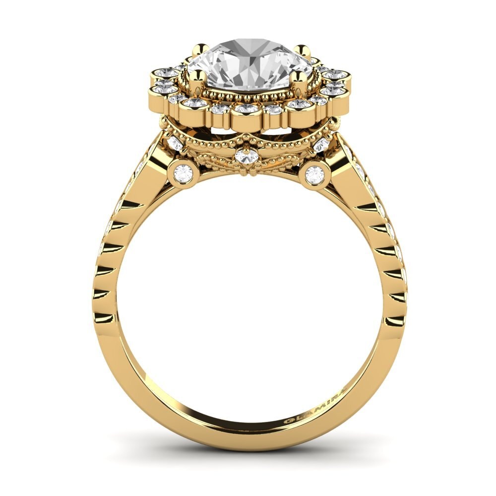 14k Oro Amarillo Anillo de compromiso Marine