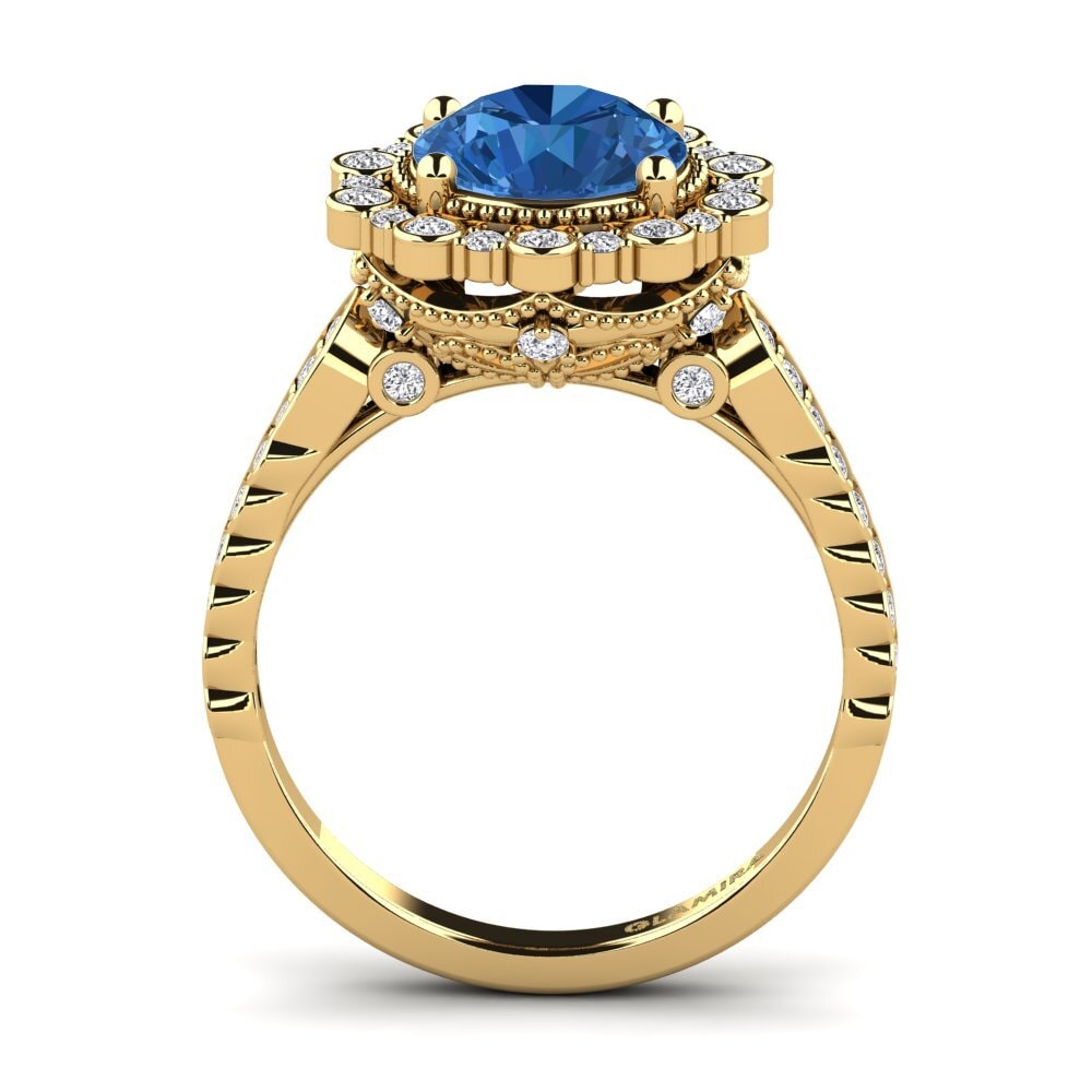 Circonita Azul Oscuro Anillo de compromiso Marine
