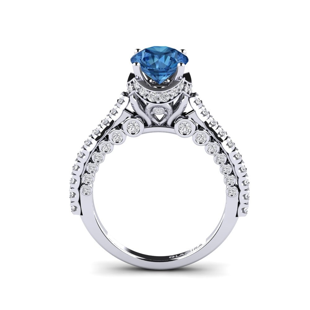 Circonita Azul Oscuro Anillo de compromiso Michell