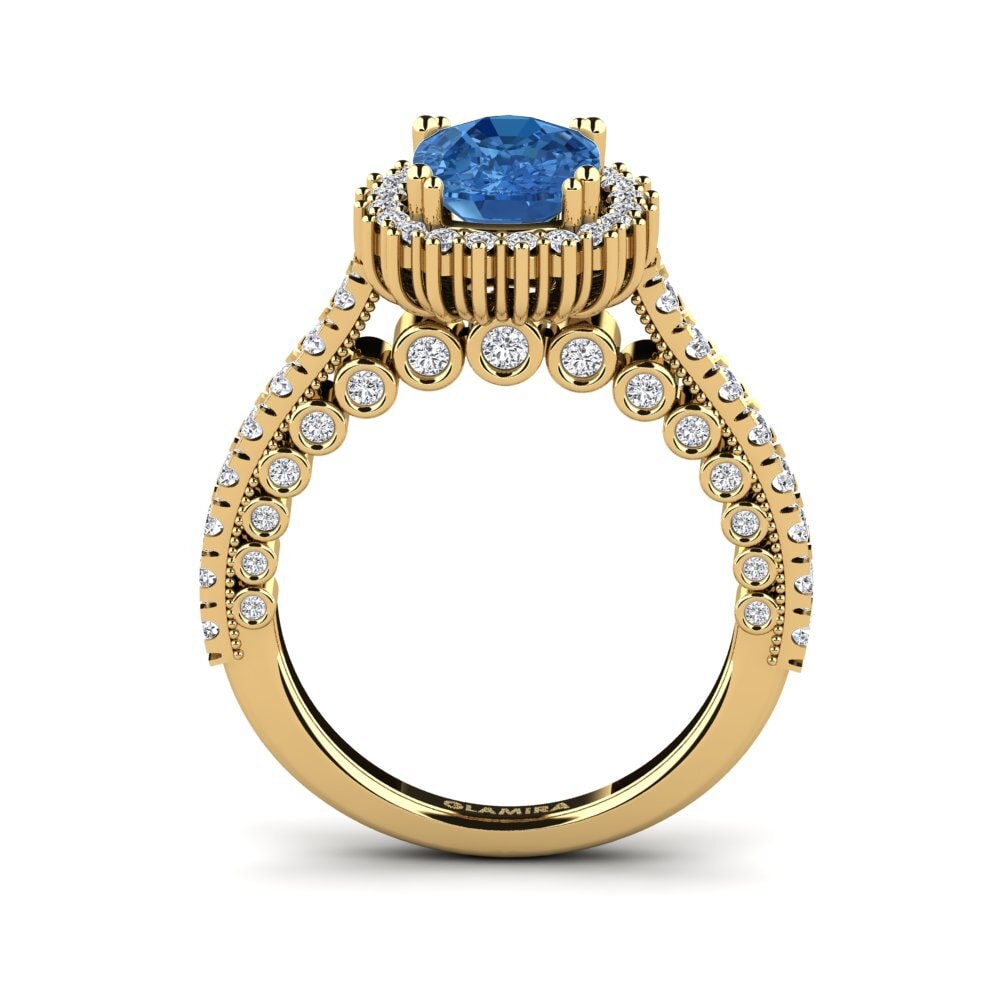 Dark Blue Zirconia Engagement Ring Nanci