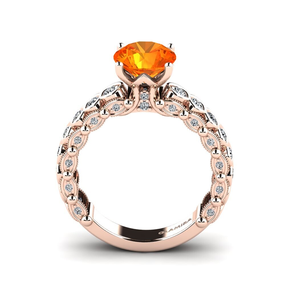 Orange Sapphire Engagement Ring Tien