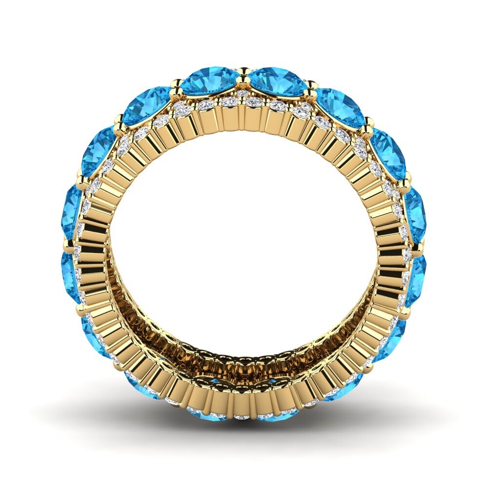 9ct Yellow Gold Blue Topaz Ring Trinidad