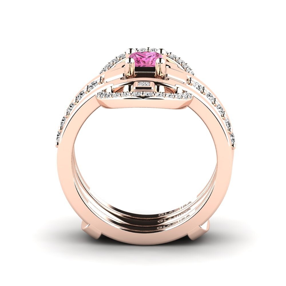 14ct Rose Gold Pink Topaz Ring Urherixa - SET