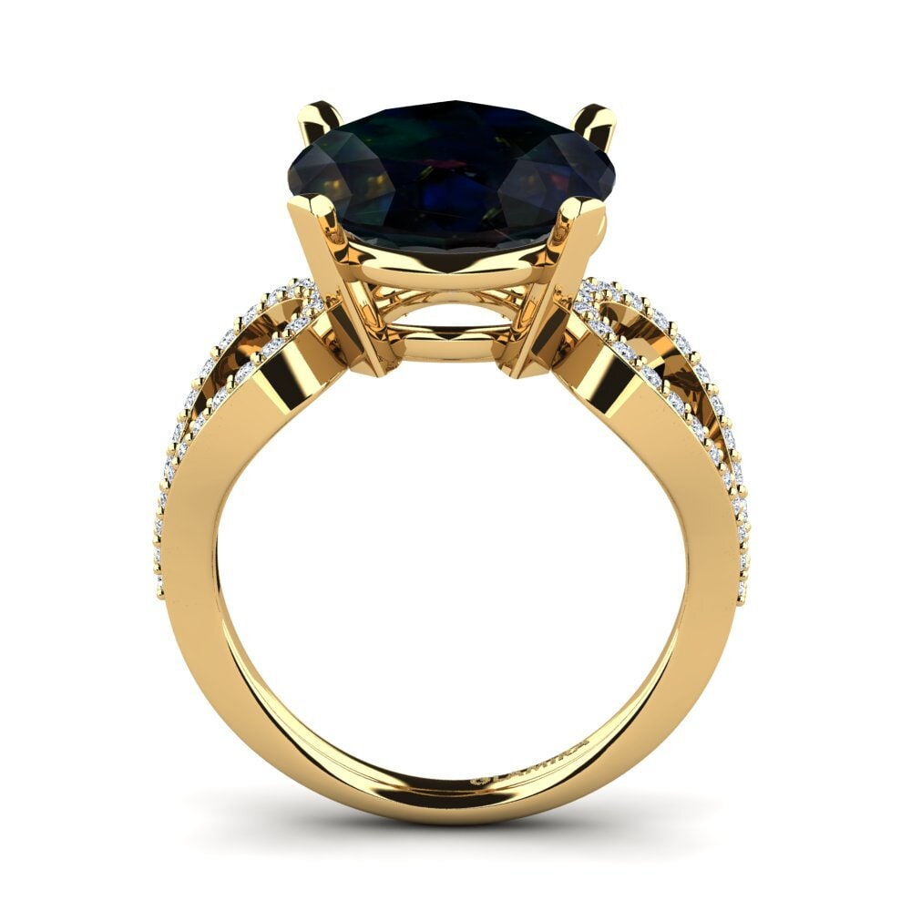 9ct Yellow Gold Black Opal Ring Urilla