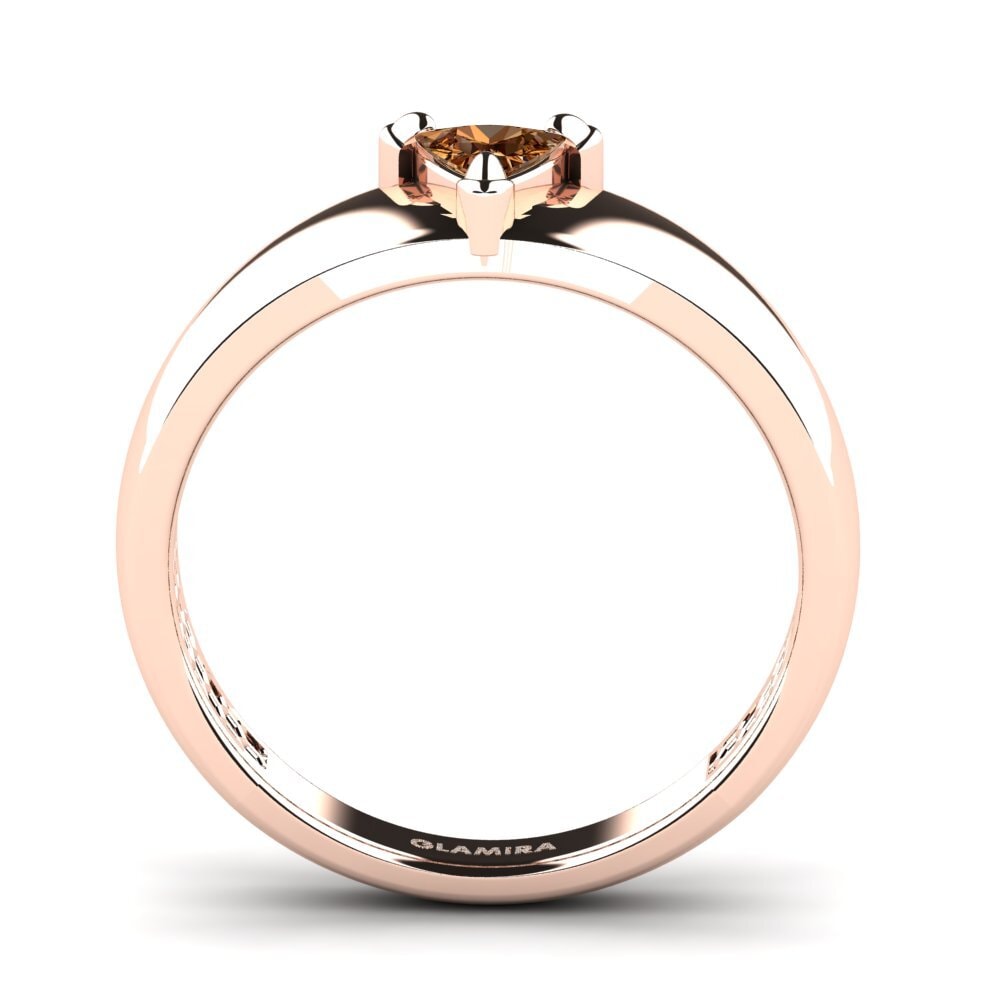 Oro Rosso 585 Diamante Marrone Anello da uomo Vacanza