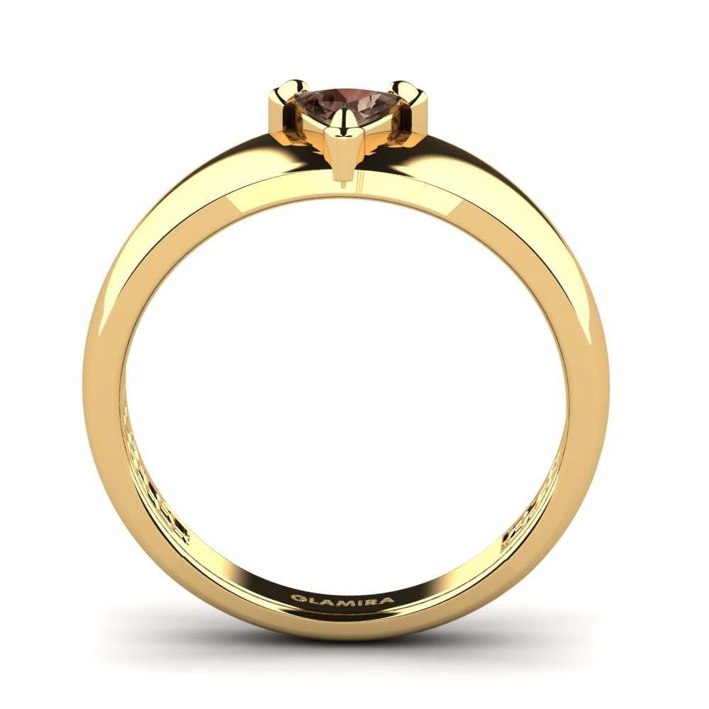 18ct Yellow Gold Smoky Quartz Men's Ring Vacanza