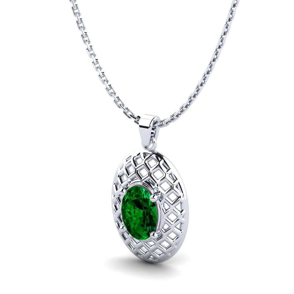 Plata 925 Circonita Verde Colgante de Mujer Valentino