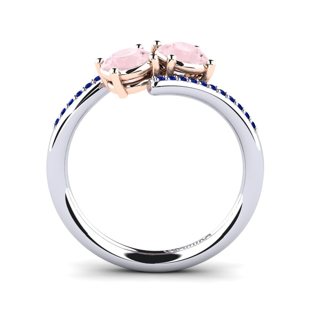 14ct White / Rose Gold Rose Quartz Ring Valeska