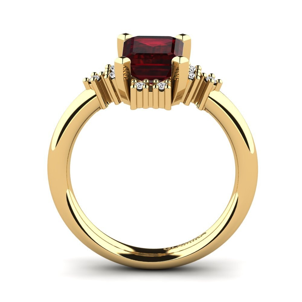 14k Oro Amarillo Granate Anillo de compromiso Varese