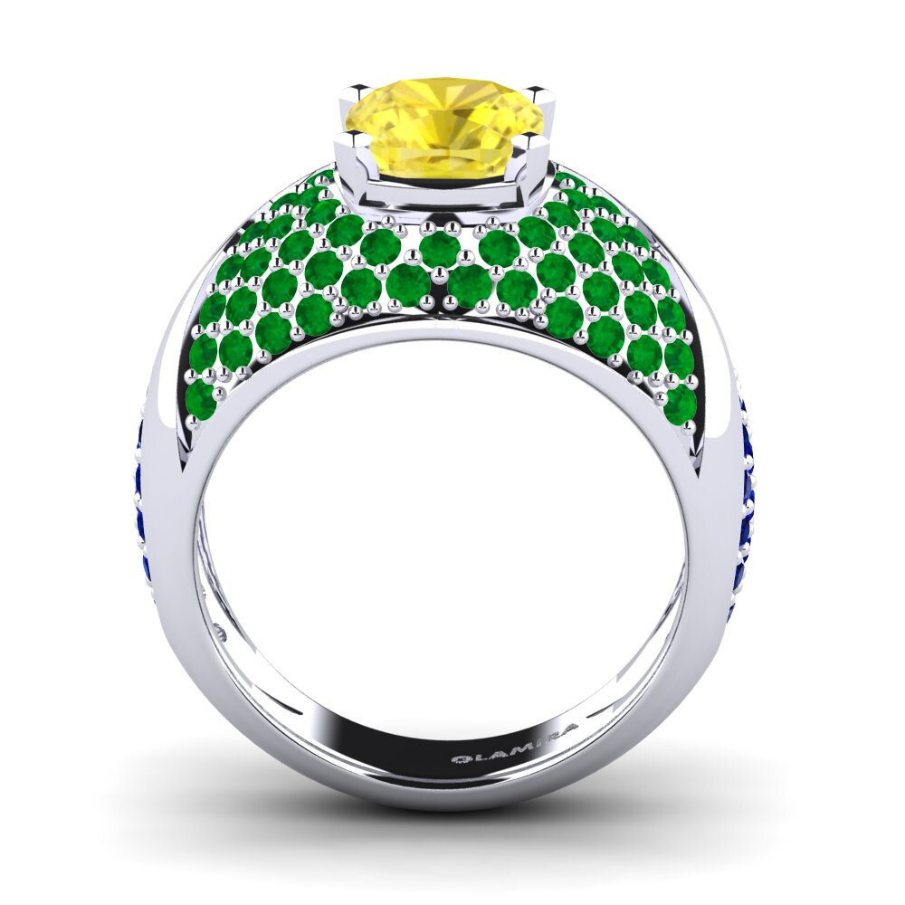 14ct White Gold Cushion Yellow Sapphire Engagement Ring Velaria