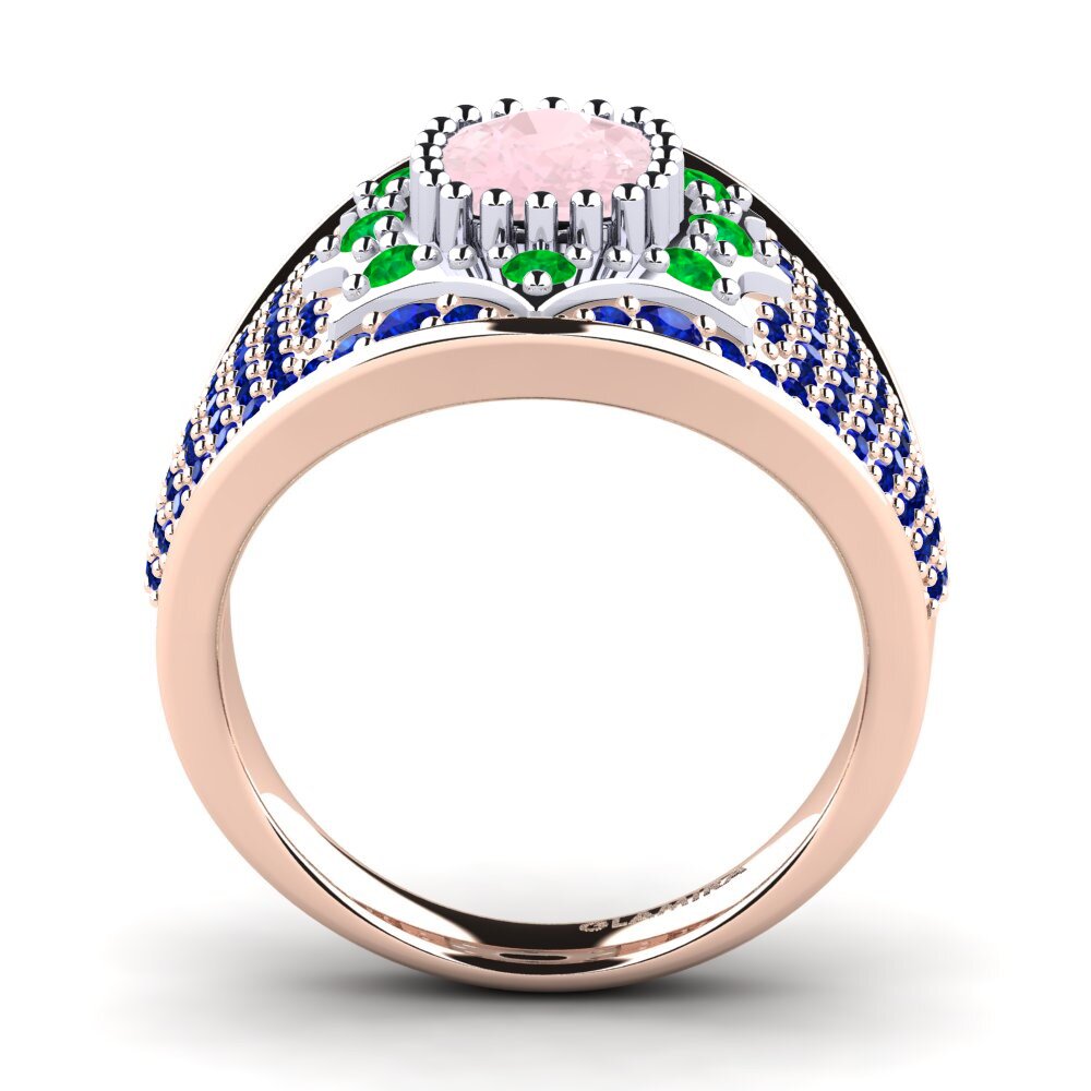 14k Rose & White Gold Cushion Rose Quartz Ring Venus