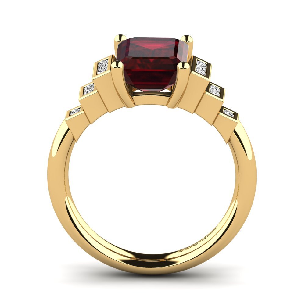 14k Oro Amarillo Granate Anillo de compromiso Verona