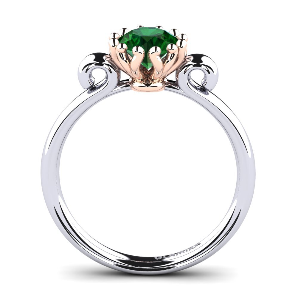 14ct White & Rose Gold Tsavorite Engagement Ring Veta