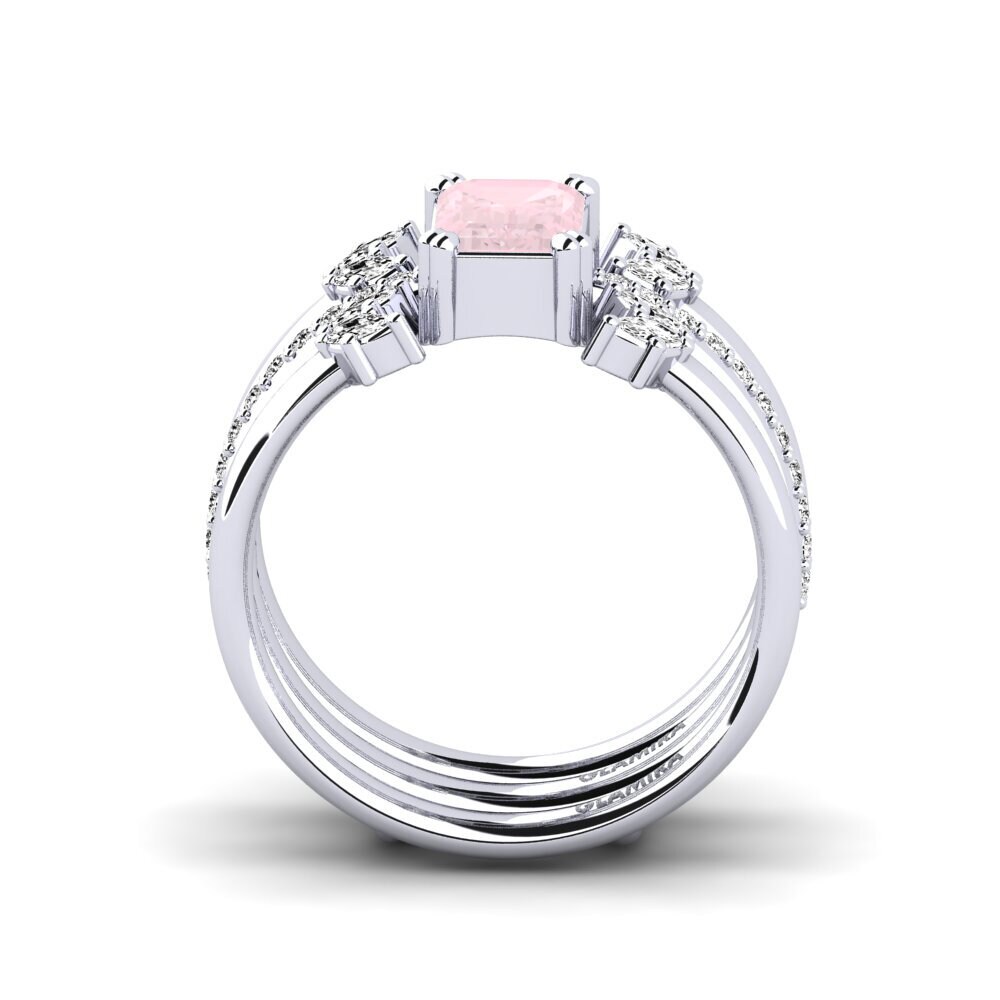 White Silver Rose Quartz Ring Vexemi - SET