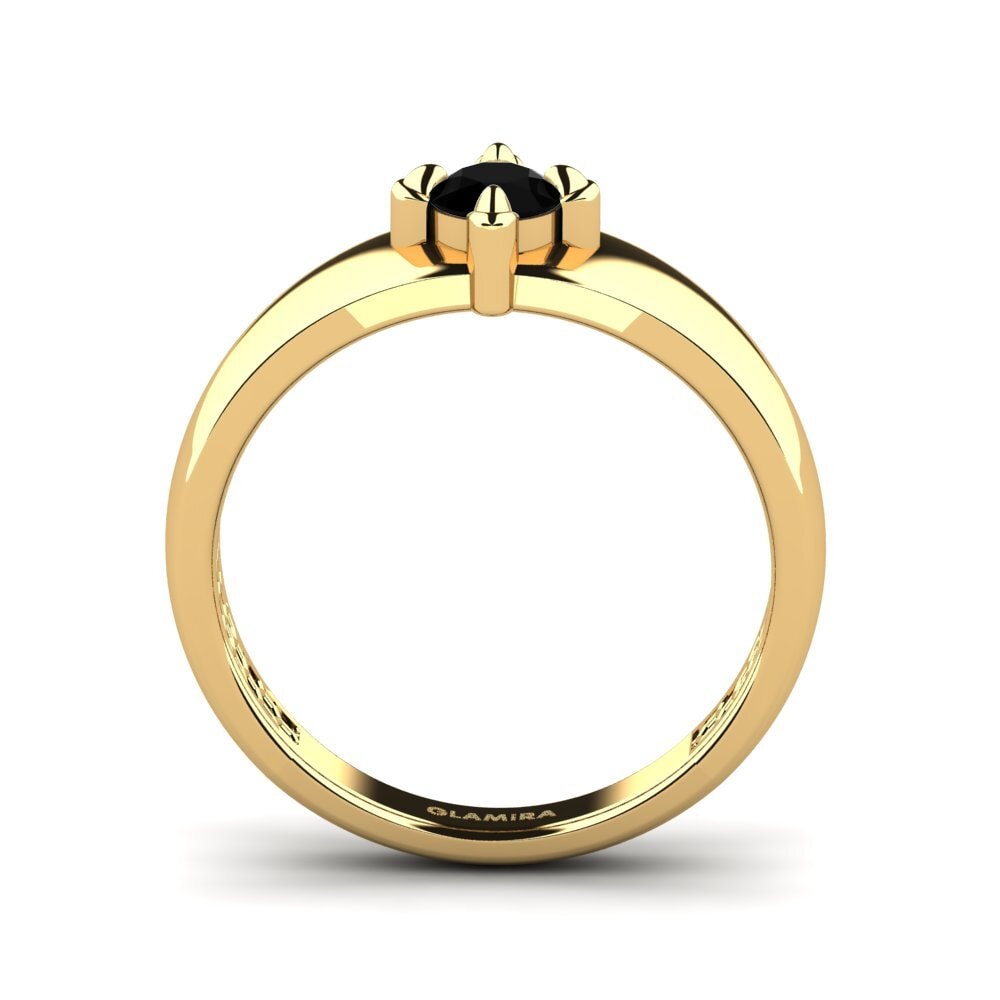Oro Giallo 585 Onice Nero Anello da uomo Viaggio