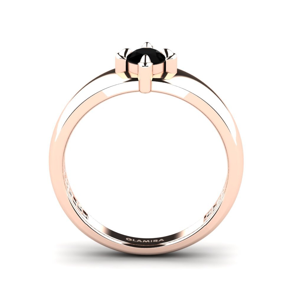 14ct Rose Gold Black Diamond Men's Ring Viaggio