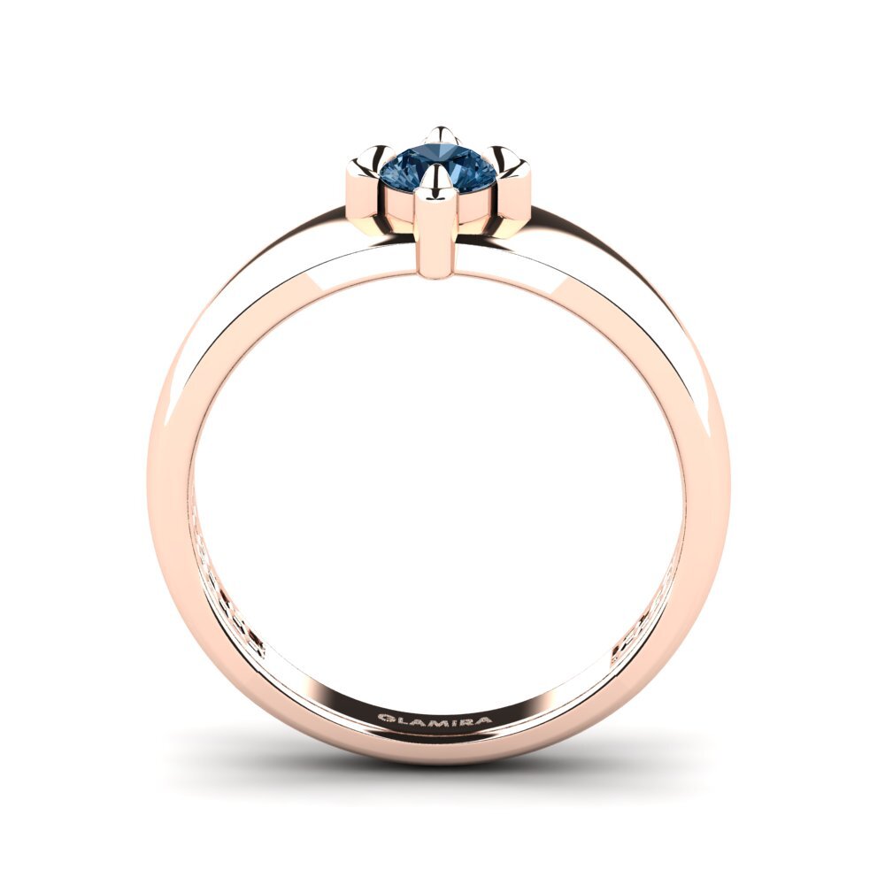 Oro Rosso 585 Diamante Blu Anello da uomo Viaggio