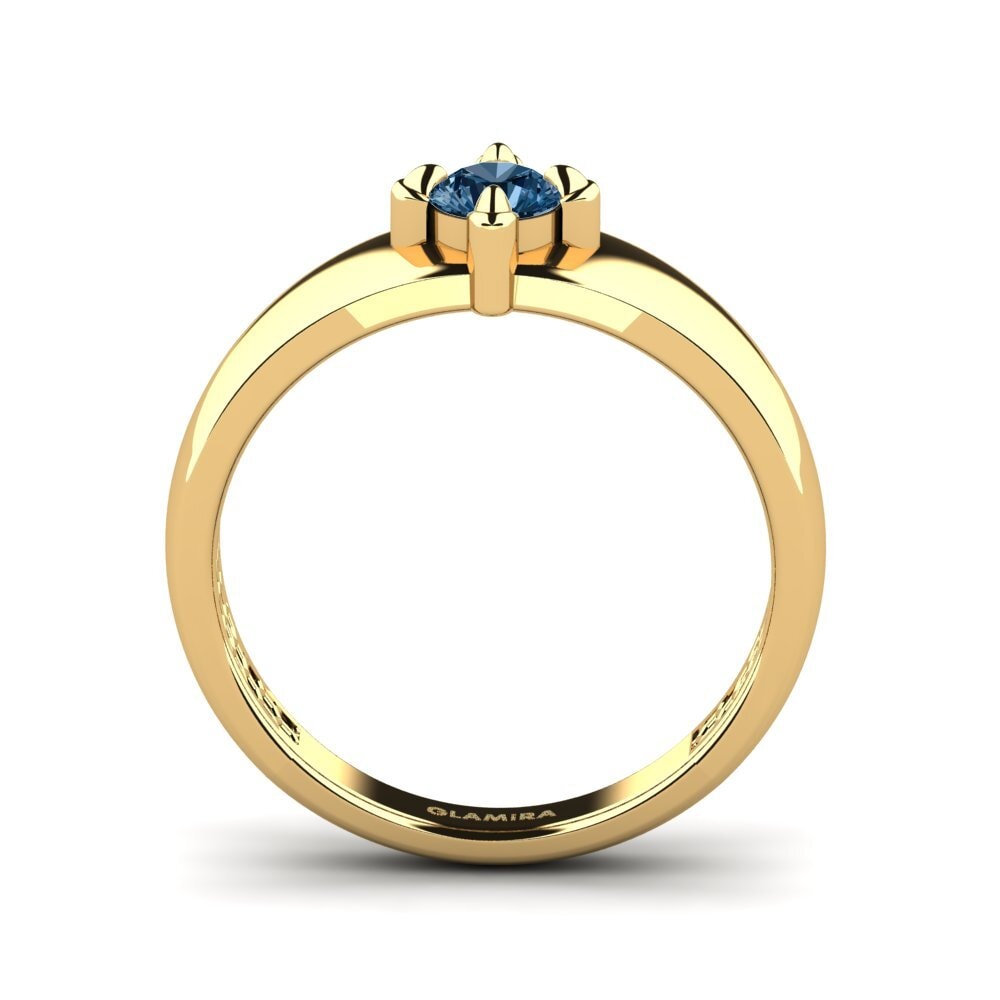 9ct Yellow Gold Blue Diamond Men's Ring Viaggio