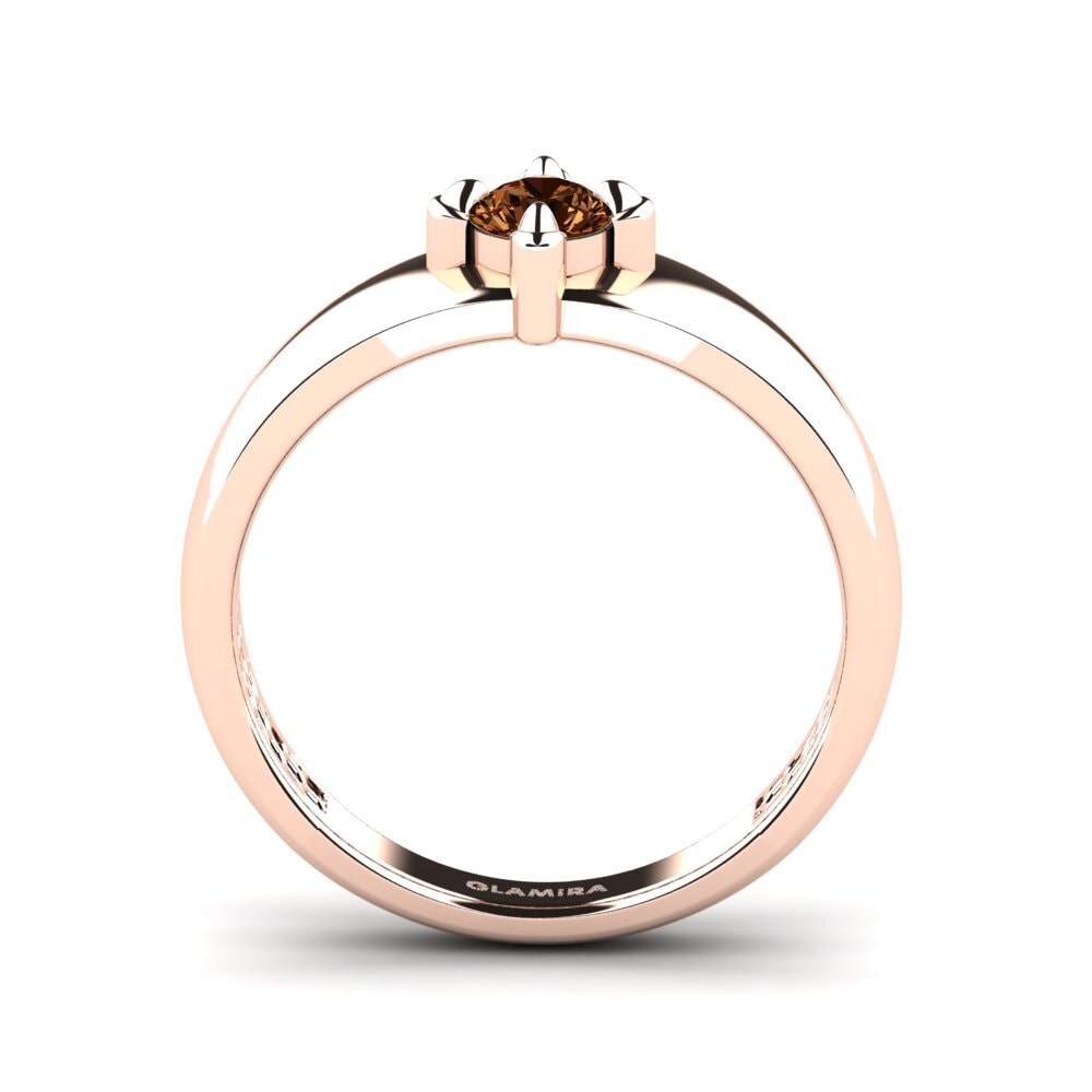 Oro Rosso 585 Diamante Marrone Anello da uomo Viaggio
