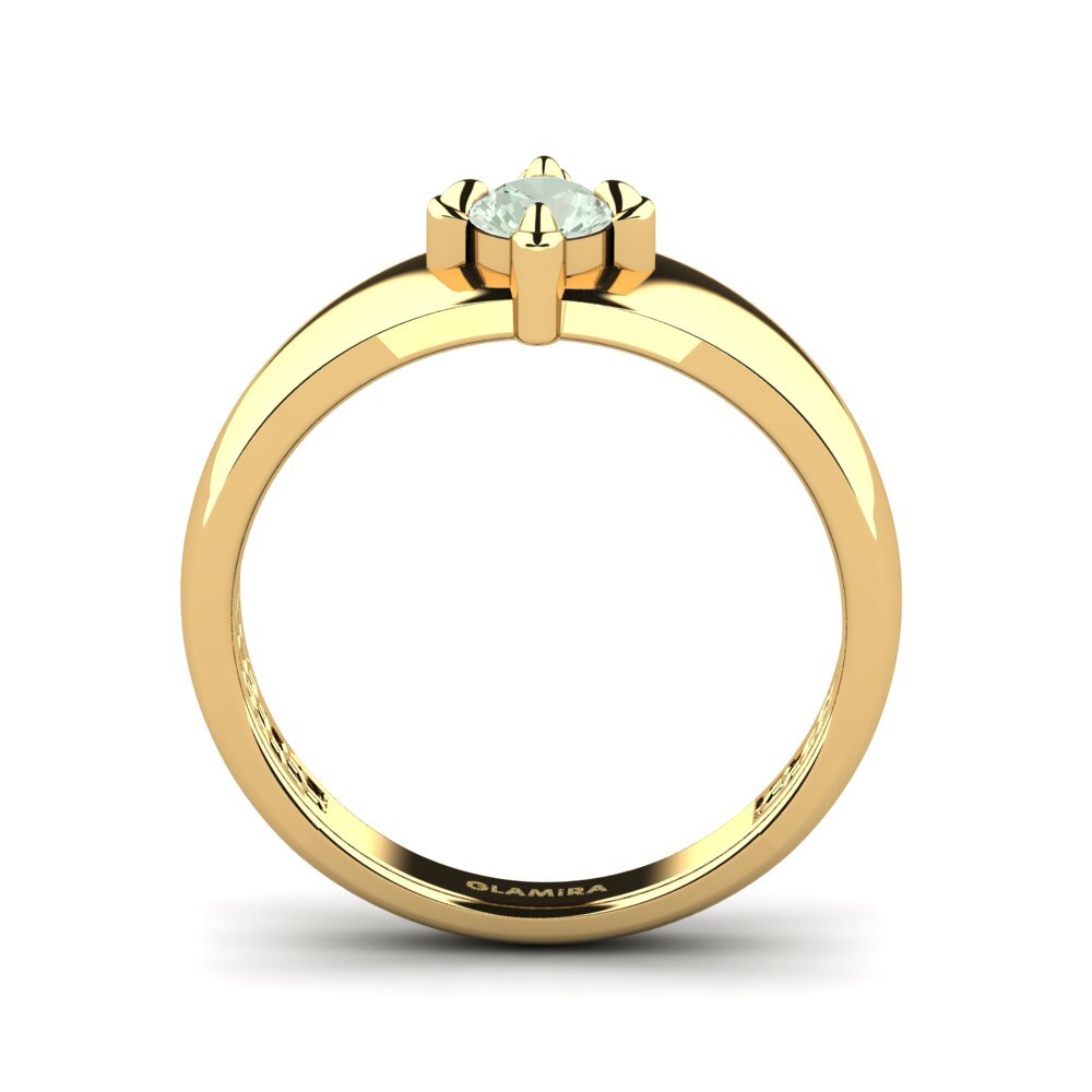 18ct Yellow Gold Green Amethyst Men's Ring Viaggio