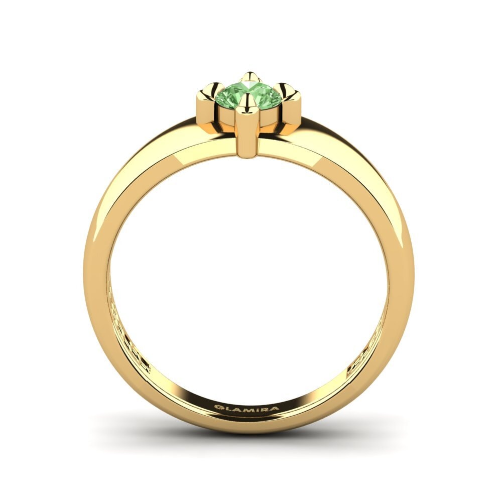 18ct Yellow Gold Green Diamond Men's Ring Viaggio