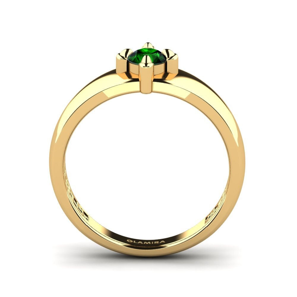 18ct Yellow Gold Green Tourmaline Men's Ring Viaggio
