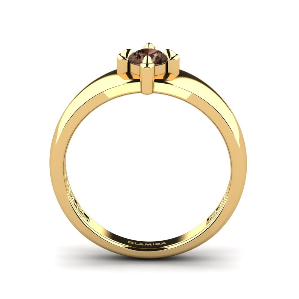 18ct Yellow Gold Smoky Quartz Men's Ring Viaggio