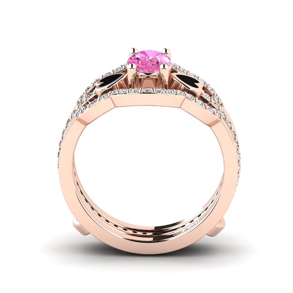14ct Rose Gold Pink Topaz Ring Vigetea - SET