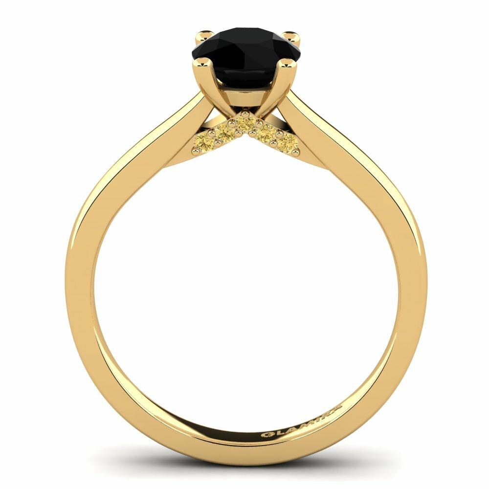 14K Geel Goud Verlovingsring Violet