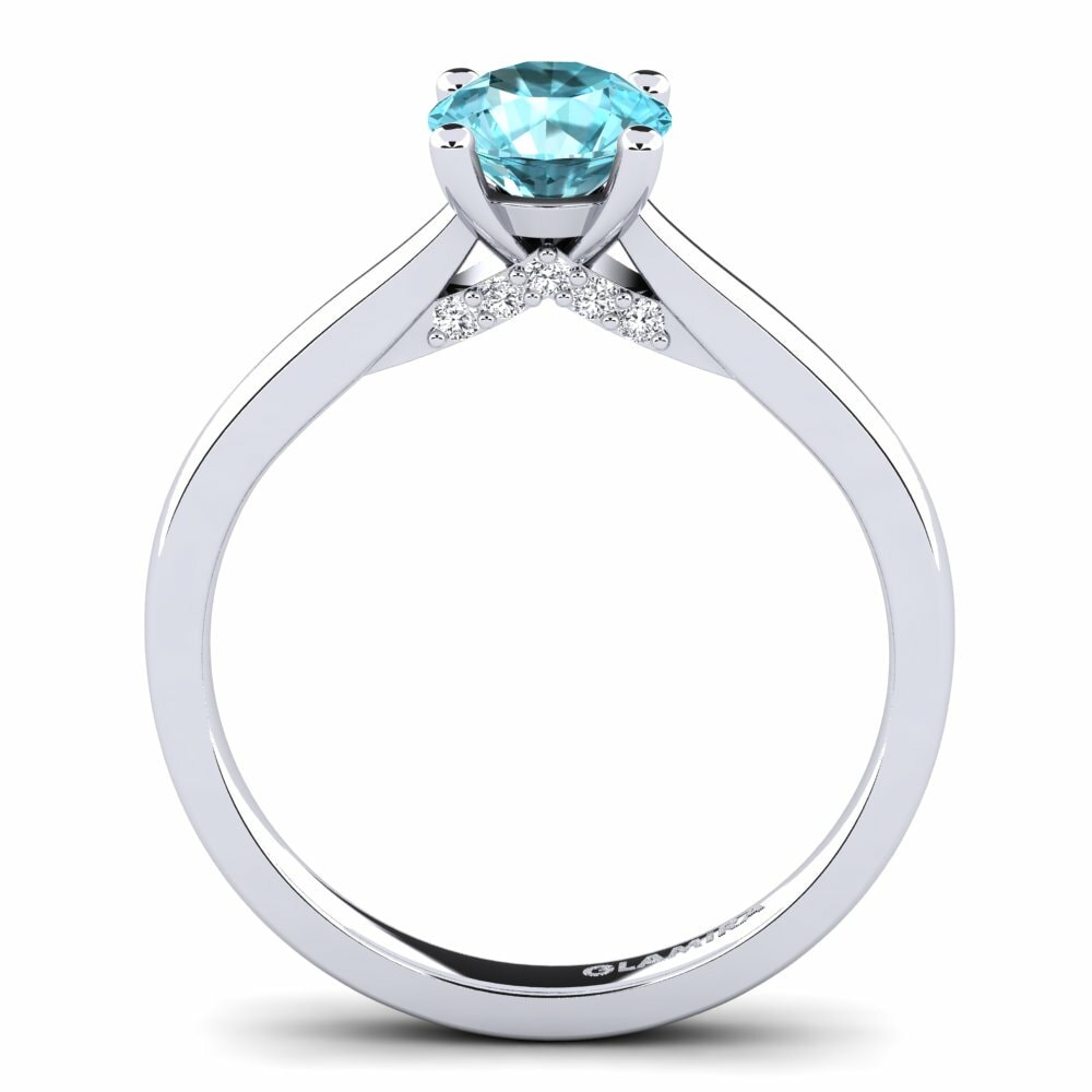 Blue Zircon Engagement Ring Violet