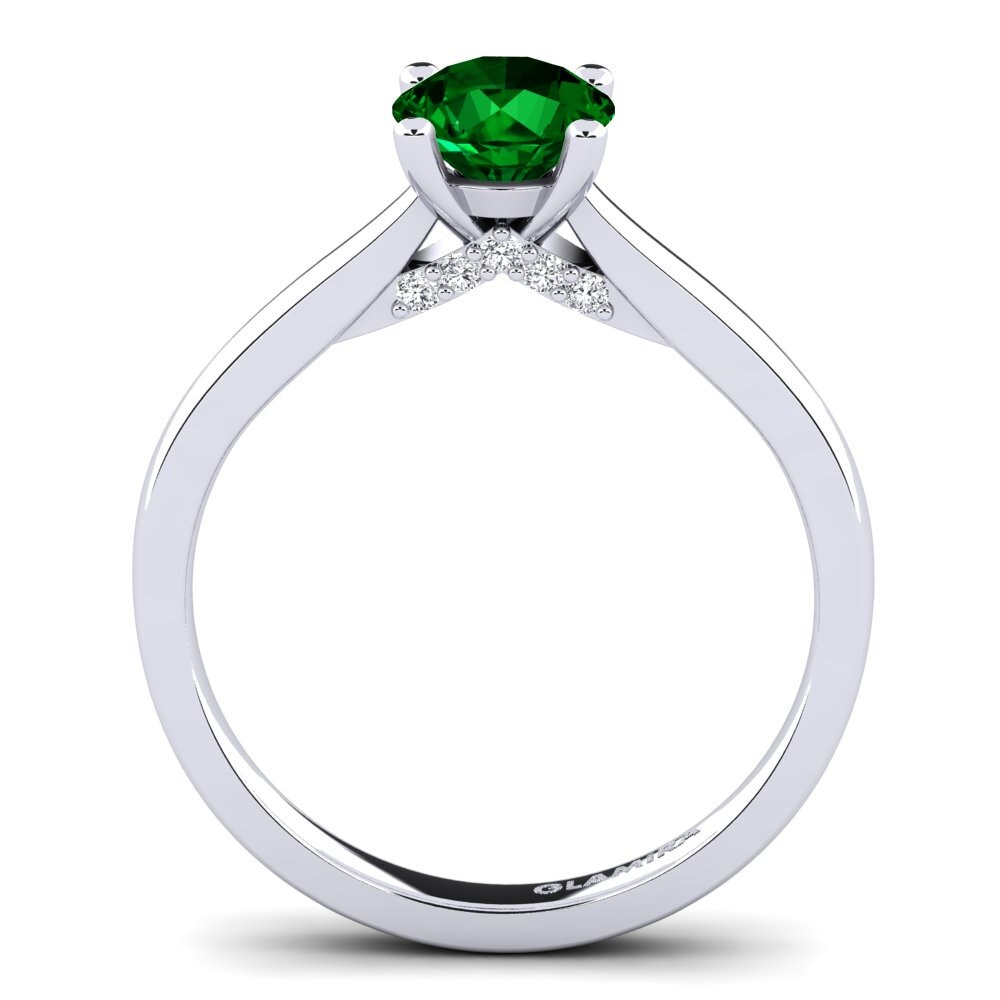 Green Zirconia Engagement Ring Violet