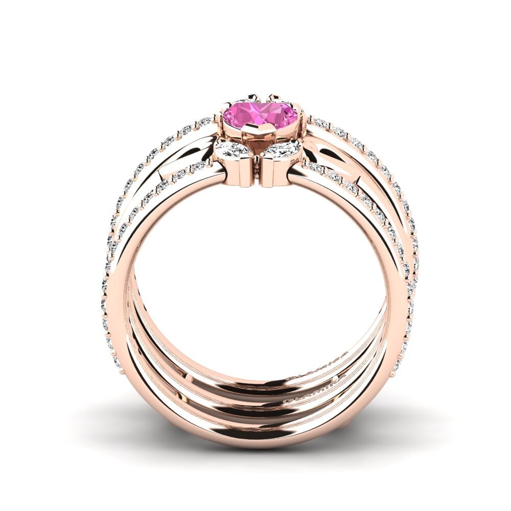 14ct Rose Gold Pink Topaz Ring Vouma - SET