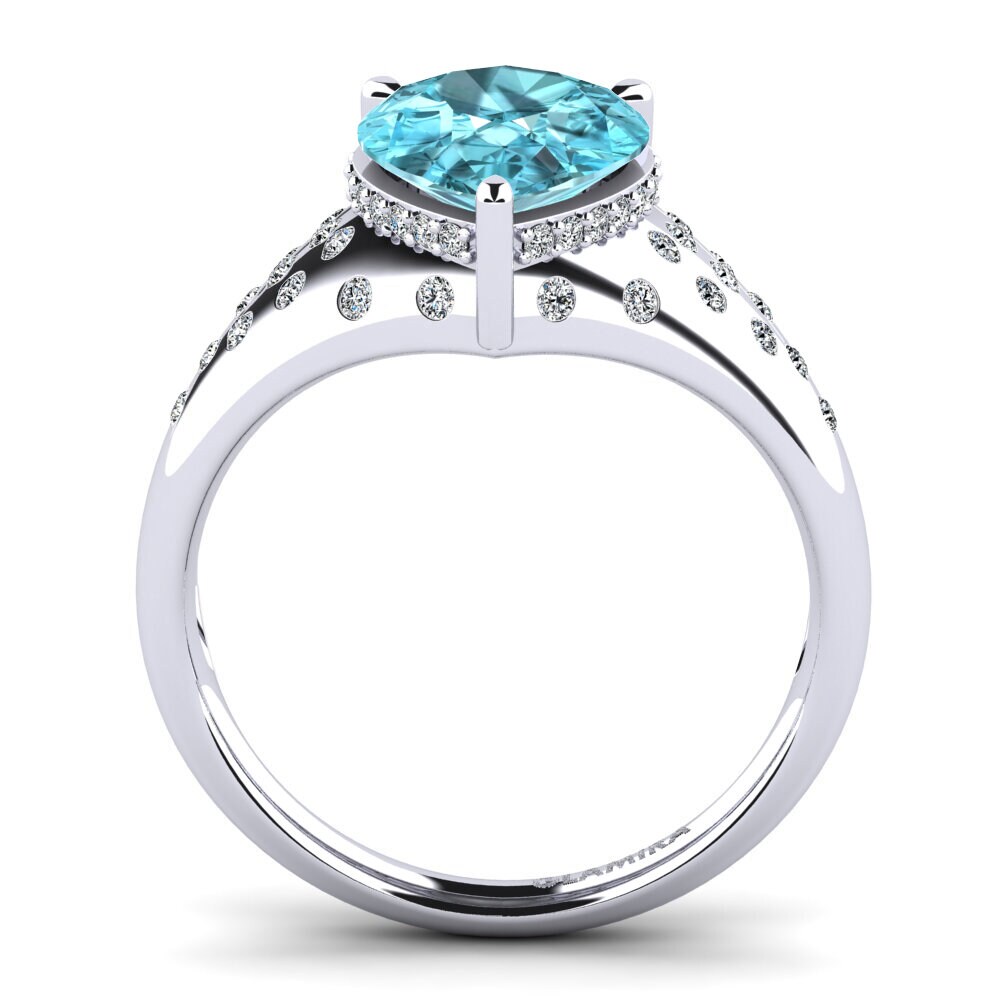 Blue Zircon Engagement Ring Waneta