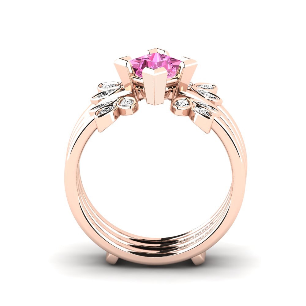 14ct Rose Gold Pink Topaz Ring Wanjin - SET