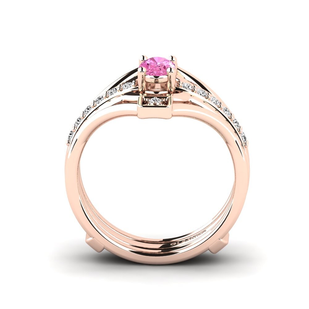 14ct Rose Gold Pink Topaz Ring Wardodea - SET