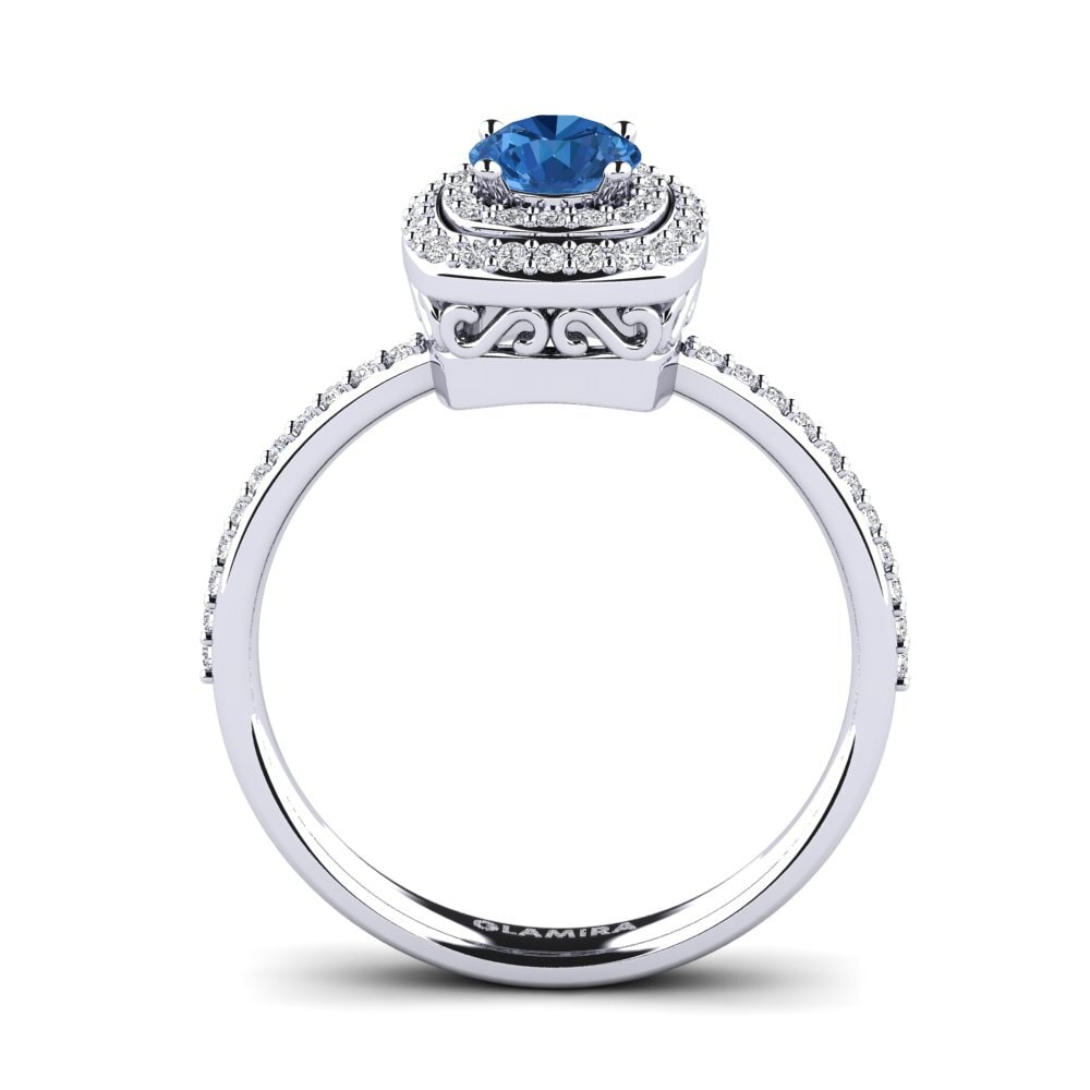 Dark Blue Zirconia Engagement Ring Wasko
