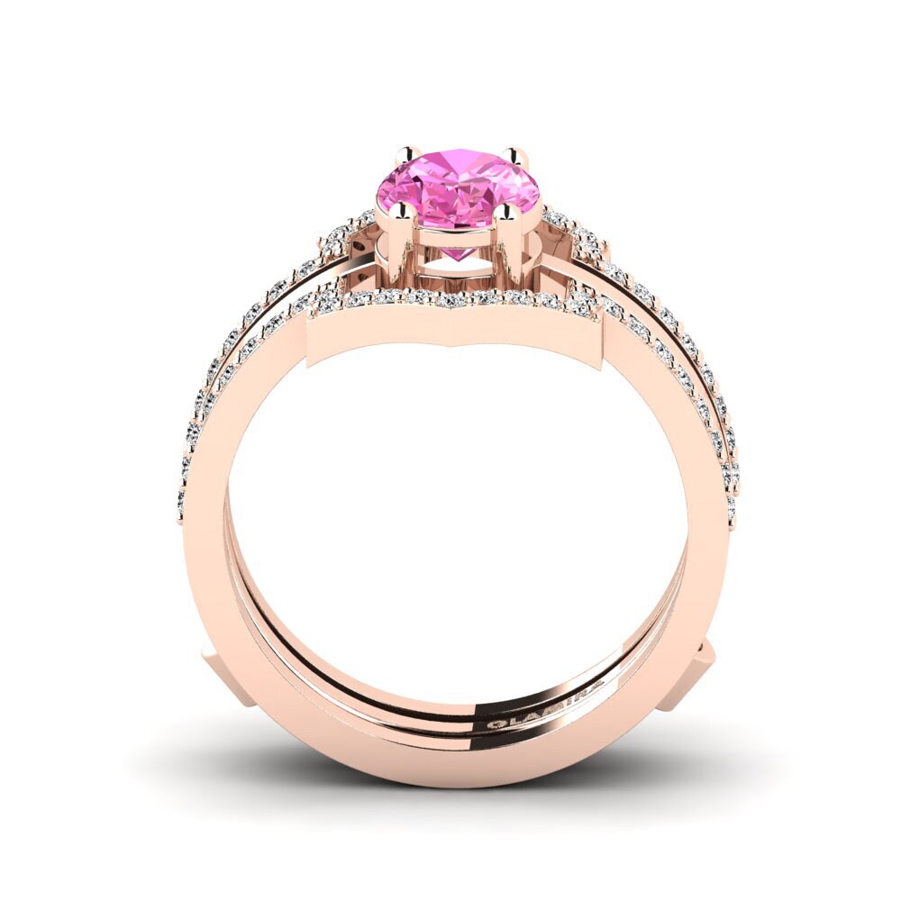 14ct Rose Gold Pink Topaz Ring Wear - SET